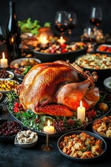 Bake roasted turkey dish for luxury traditional thanksgiving holiday gathering dinner
