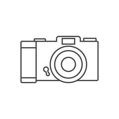 Photo camera icon in flat line style. Photography equipment vector illustration on isolated background. Professional photographic sign business concept.