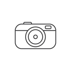 Photo camera icon in flat line style. Photography equipment vector illustration on isolated background. Professional photographic sign business concept.