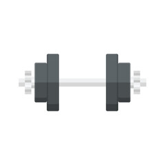 Dumbbell icon in flat style. Workout gym tool vector illustration on isolated background. Barbell fitness equipment sign business concept.