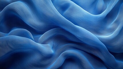 Abstract Blue Silk Waves Texture Background. Generative AI