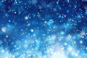 Obraz premium Winter Blue and white gradient background with glow and small snowflakes. 