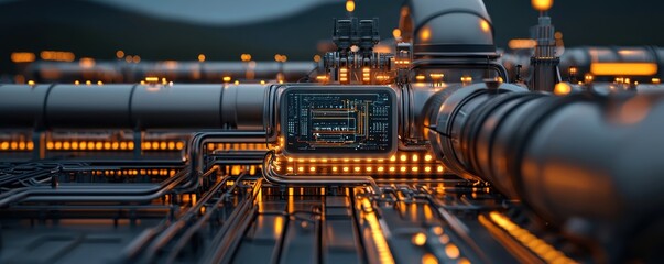 Fototapeta premium Harnessing geothermal energy futuristic power station renewable systems digital landscape ground view innovative technologies