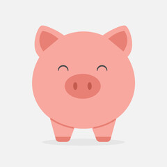 Piggy bank  illustration. Saving, investing and accumulation money. Pig in a flat style