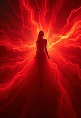 Fototapeta premium Red glow wave. lighting effect abstract background