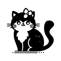 Cute black cat silhouette