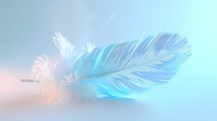 Digital technology Blue flowing feather illustration poster background