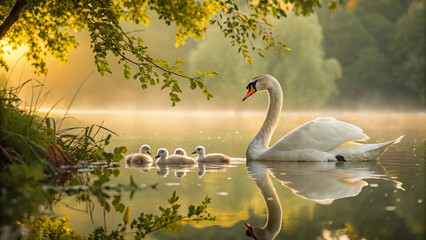 Fototapeta premium Ducks are swimming in a lake