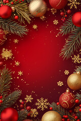 Christmas theme template perfect for greeting card, winter banner, gift card, voucher and shopping sale promotion. Xmas copy space design with beautiful festive decorations.