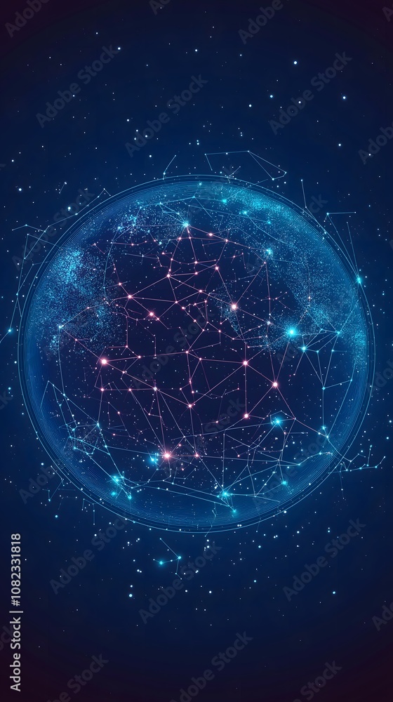 Aufkleber global network connection in deep space