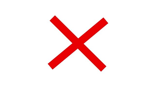 Animated icon of red cross mark on a white background.