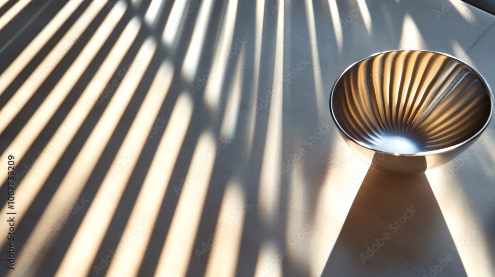 Poster elegant bowl with shadow patterns on a surface