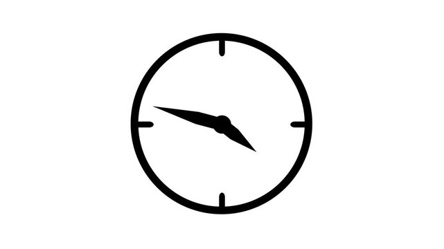 Analog black clock animation icon on white background.