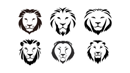 set of lion head abstract illustration silhouettes in vector