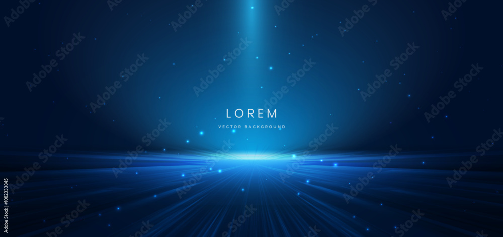 Aufkleber abstract scene elegant blue light lines on dark background with lighting effect and sparkle.