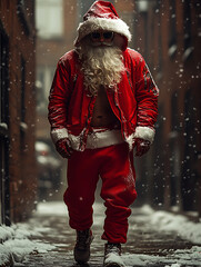 Santa Claus wearing athleisure sportswear