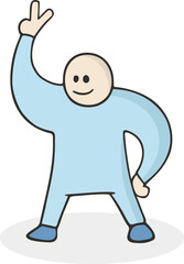 Funny sport pose character draw