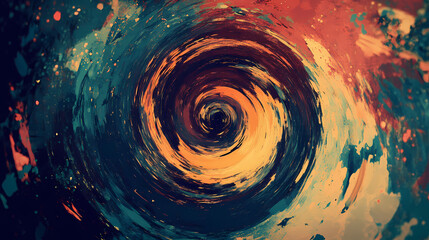 A harmonious collision of vibrant color splashes, creating a kaleidoscopic whirlpool. Harmonious. Illustration