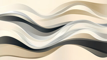 Obraz premium A modern abstract surface featuring sharp geometric lines in muted beige and gray, with fluid wavy lines creating a balanced, harmonious composition. Harmonious. Illustration