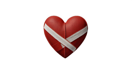 Patched Red Heart Icon with Bandages Representing on transparent background