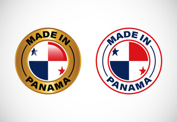 Obraz premium Made in Panama label icon with flag. Icon set for business, badge, seal, sticker, logo, and symbol
