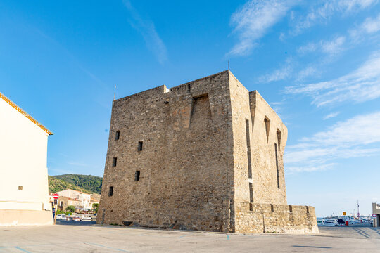 old historic tower in Port of Acciaroli, Cilento National Park. Salerno. Southern Italy