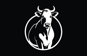cow silhouette vector outline art illustration logo design