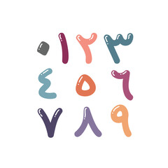 Set of colorful Arabic numbers isolated on white