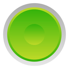 Round green button. Plastic material ui element