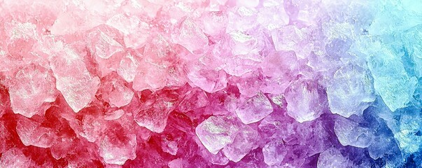 Abstract Background of Colorful Ice Crystals with Vibrant Hues, Showcasing a Blend of Soft Reds, Pinks, and Blues, Perfect for Modern Design and Artistic Projects
