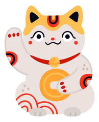 Lucky japanese toy. Maneki neko traditional character