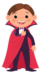 Funny cartoon boy vampire. Halloween party costume