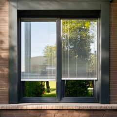 modern house with garden,house in the park,window in the house, Luxury house contemporary windows. Outside shutters on the home's windows