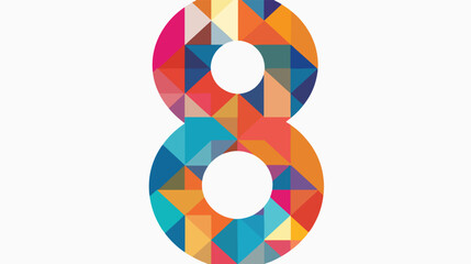Obraz premium Vibrant Colorful Geometric Flat Digit 8 Vector Design