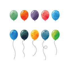 Set of Colorful Balloon vector graphics design isolated on a white background, Balloon Clipart Bundle