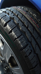 Close-Up of Car Tire Tread for Automotive Industry and Repair
