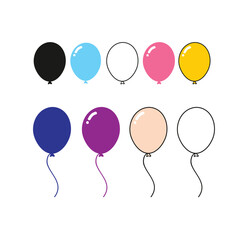 Set of Colorful Balloon Vector Graphics, Balloon Graphics bundle, Balloon Clip Art, Celebration Graphics