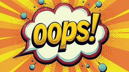 Fototapeta premium Comic Book Style Oops Speech Bubble With Bright Colors