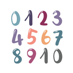 Set of colorful numbers 0 to 10 vector design