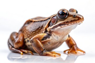 Fototapeta premium Isolated Wood Frog Amphibian on a Background with Minimalist Style, Perfect for Nature and Wildlife Illustrations, Educational Purposes, and Artistic Displays
