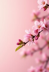 Obraz premium Serene Cherry Blossom Elegance: A Minimalist Photography Masterpiece with Pastel Backgrounds and Delicate Petals