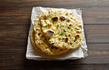 Homemade indian naan bread with garlic butter