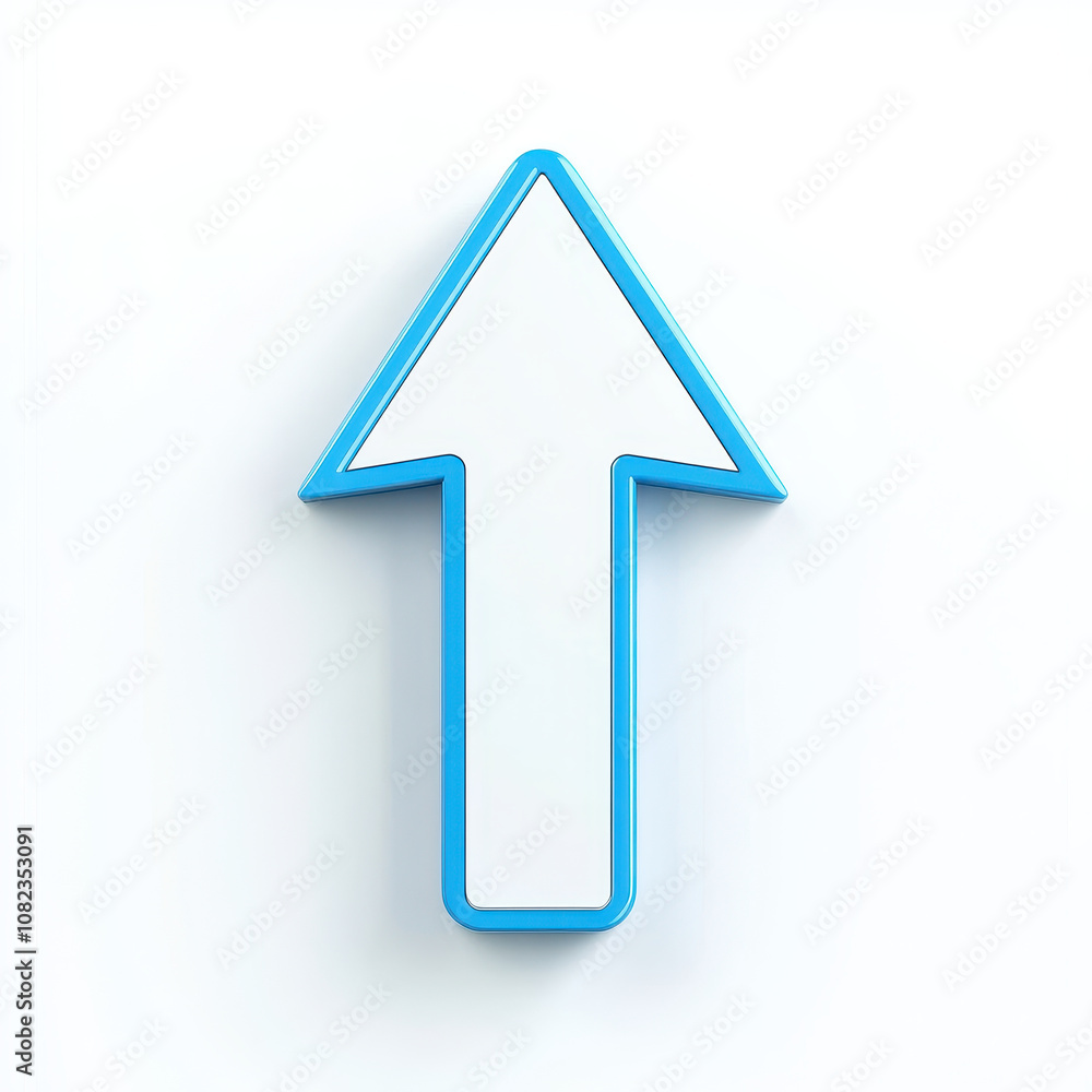 Aufkleber blue arrow shape with glossy finish, symbolizing upward movement and progress. this infographic styl