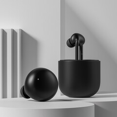 Close-Up Black and White Photo of Luxury High-Quality Studio-Grade Professional Headphones