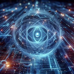 Quantum Computing Hologram Visual representation of quantum bits