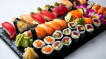 A high-quality sushi set that shows the process of rolling