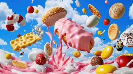 Sweet Treats Delicious Food Candy and Pastry Splash