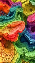 Vibrant 3D Abstract Topographic Landscape