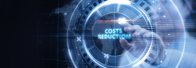 Cost reduction business finance concept on virtual screen. Business, technology concept.