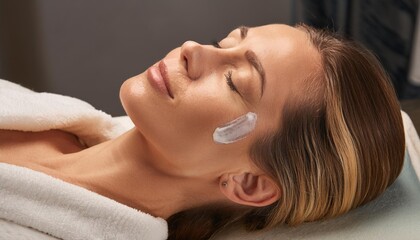 Woman Enjoying a Facial Treatment 
